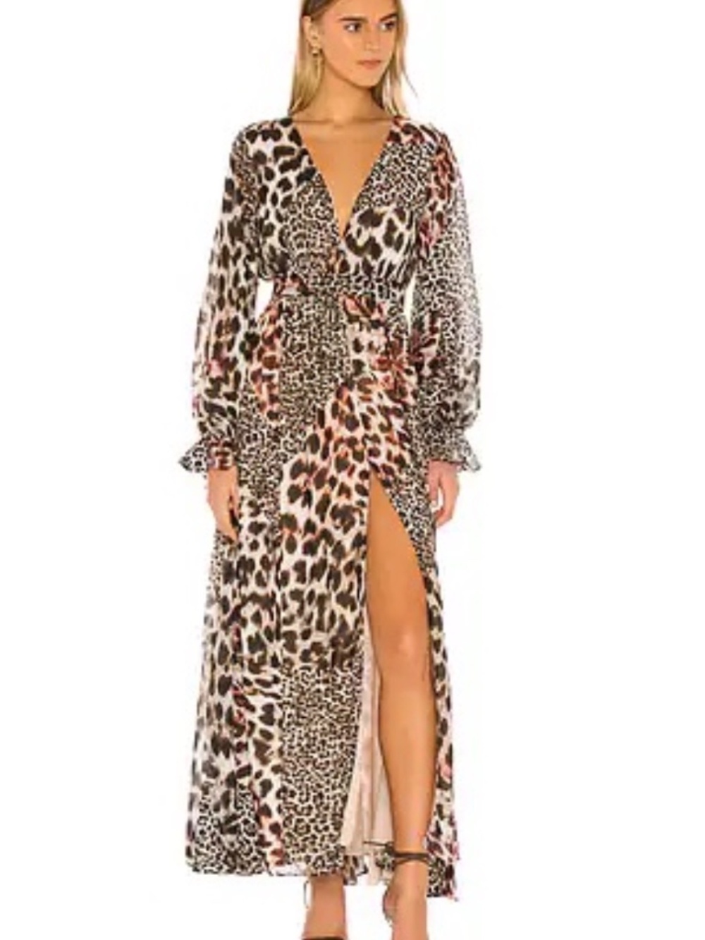 The Jetset Diaries Animal Print Side Slit Maxi Dress
